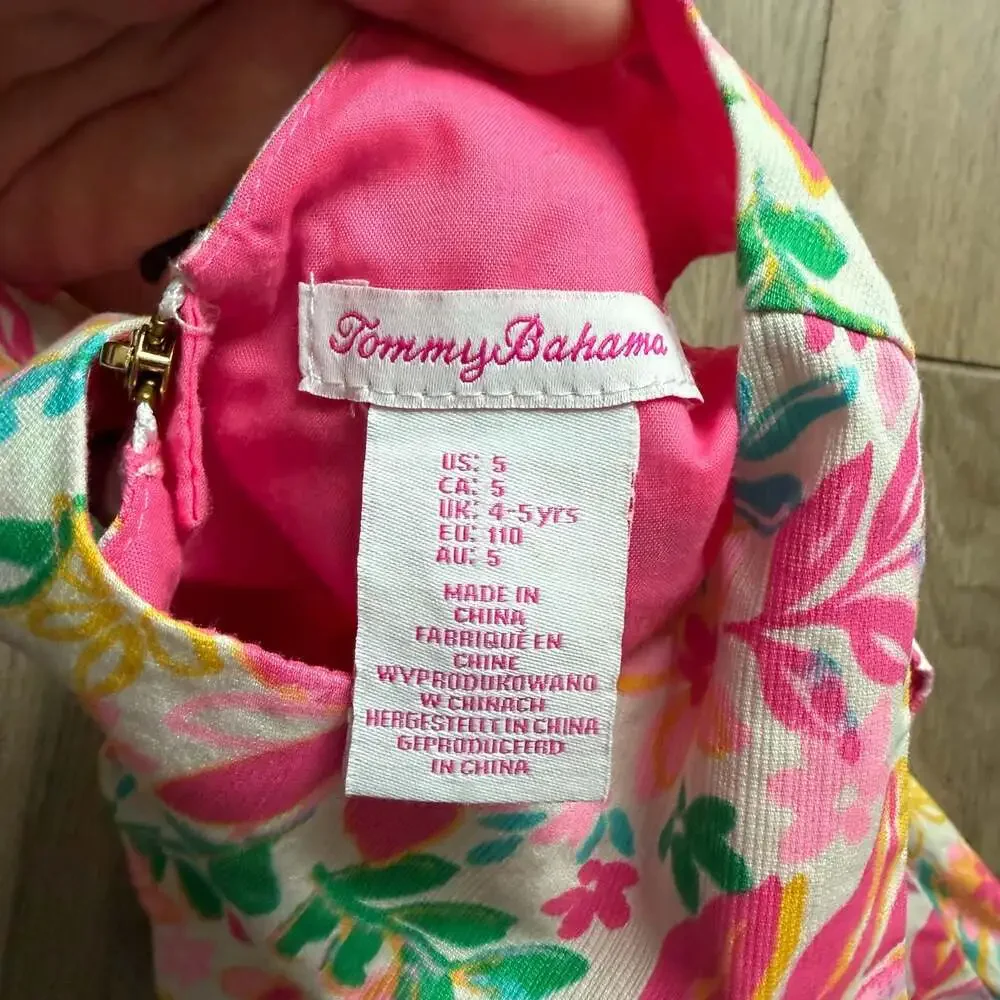 Tommy Bahama Girls Pink Yellow Floral Sleeveless Dress Size 5